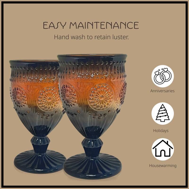 Artland Set of 4 Orange and Black Goblets - 9 oz
