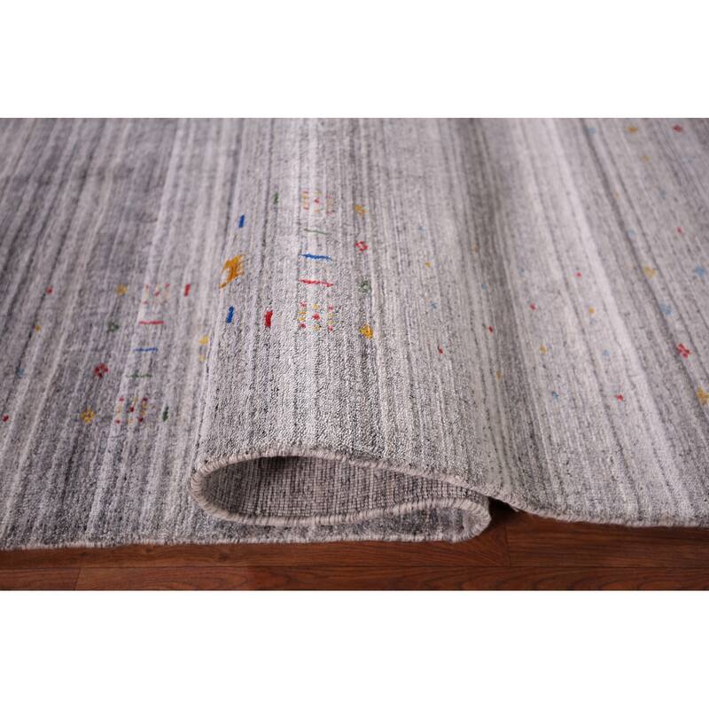 Tribal Striped Gabbeh Indian Area Rug Handmade Wool Carpet - 5'2"x 7'9"