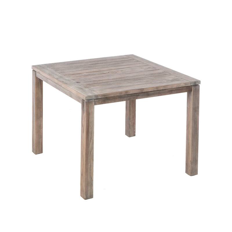 Cornwall Woven Wood 5 Piece Set,40" Sq Dining Table, 4 Armless Dining Chairs, Sunbelievable Cushions