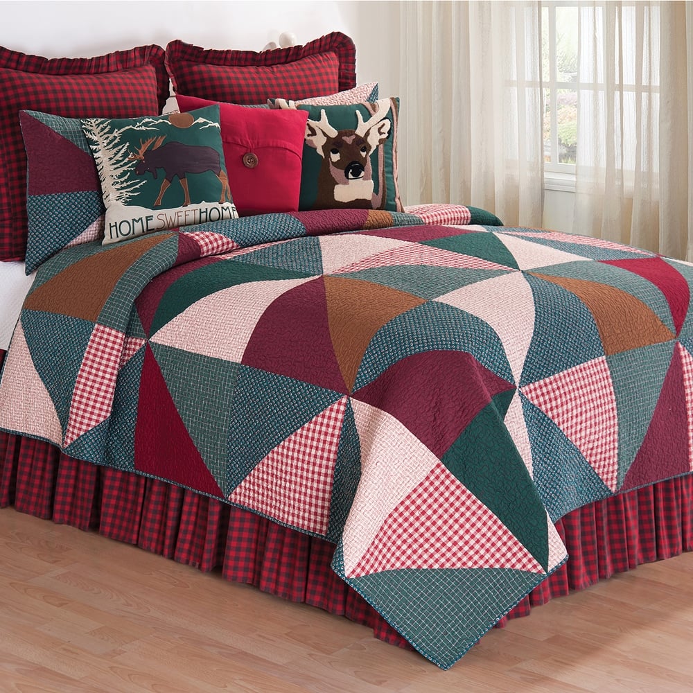 Shady Pines Rustic Lodge Theme Cotton Quilt Set