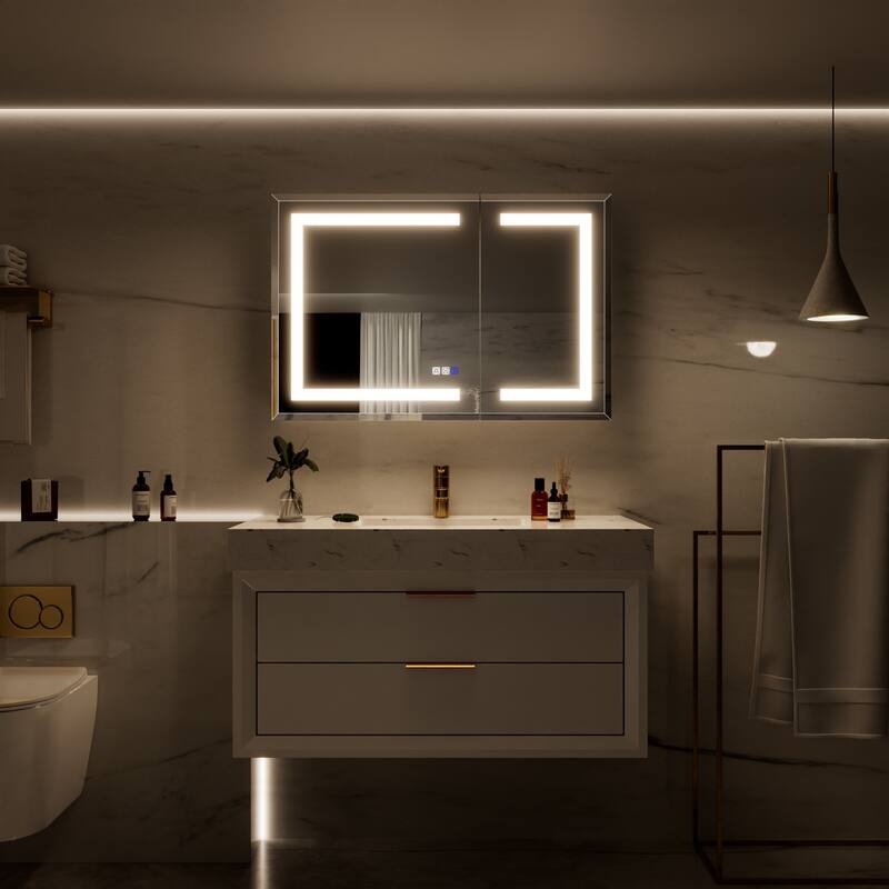 30-48'' W x 24'' H Surface or Recessed LED Bathroom Medicine Cabinet With Mirror,Defog & Quiet Hinges