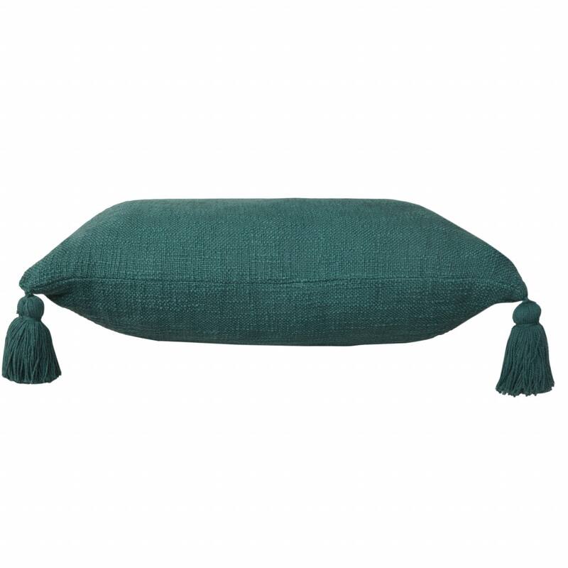HomeRoots 20" X 20" Emerald Green 100% Cotton Zippered Pillow