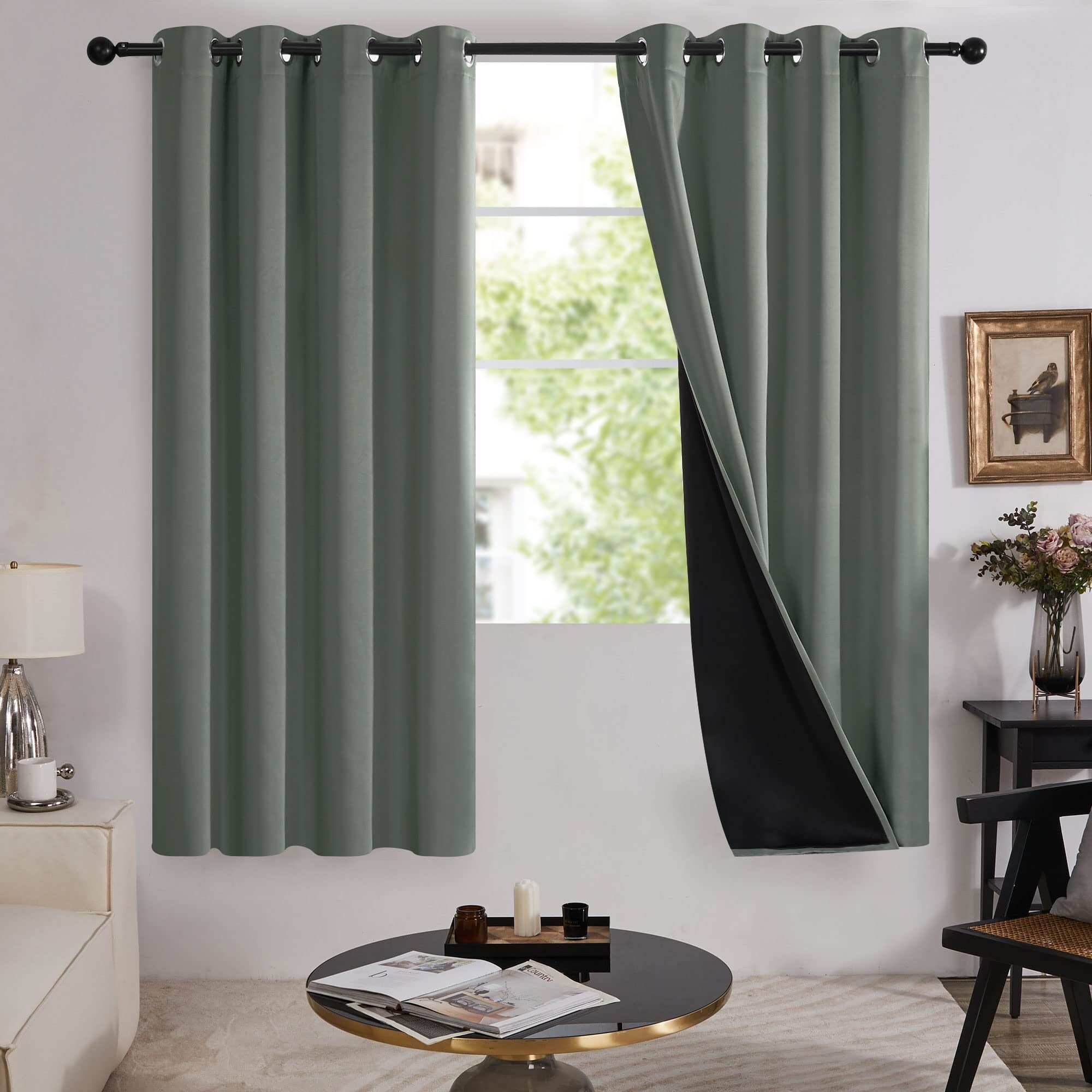 100% Blackout with Liner Grommet Curtain 4 Panels