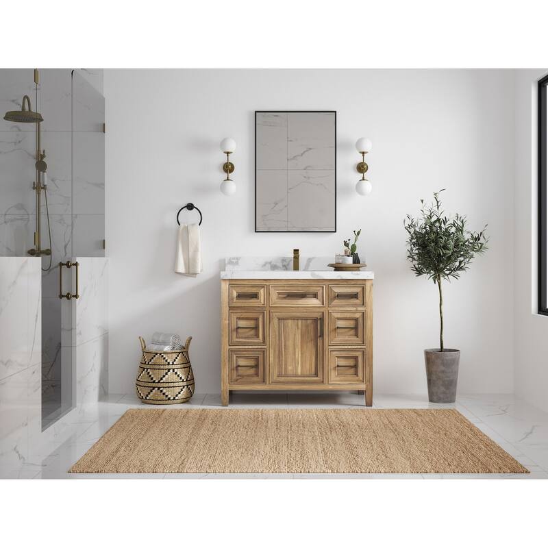 Willow Collections 42 in. W x 22 in. D Santa Monica Teak Single Sink Bathroom Vanity with Countertop