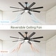 preview thumbnail 3 of 6, 66 Inch Modern Ceiling Fan With Dimmable Led Light 8 ABS Blades Smart Remote Control Reversible DC Motor Black For Home Office