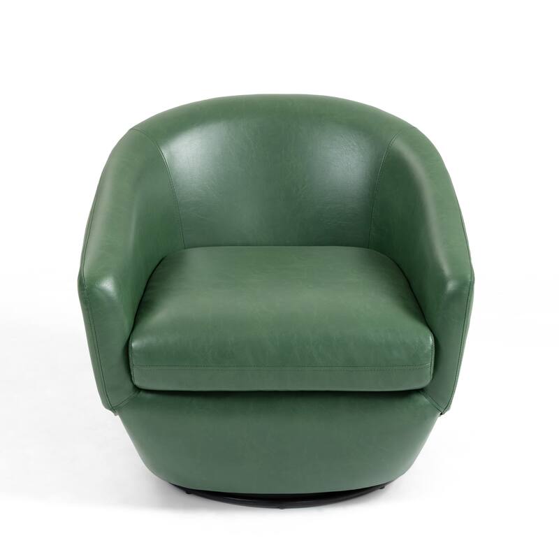 2 Set Vegan Leather Armchair Barrel Swivel Accent Chairs