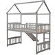 preview thumbnail 10 of 37, Cottage Style Twin Size Wood Loft Bed with Slide,Playhouse Design Solid Pine Wood Bed,Maximized Space Saving