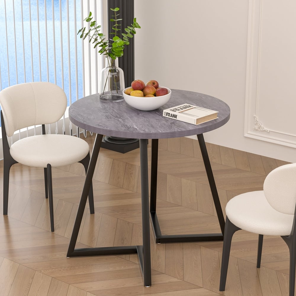 VECELO 35.43'' Round Butterfly Leg Dining Table for 4 MDF Top Kitchen Table Kitchen & Dining Room Tables
