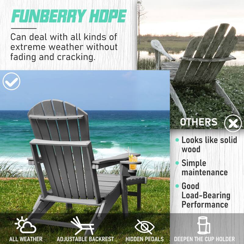 Vrakae Folding and Adjustable Adirondack Chair with Ottoman Set of 2