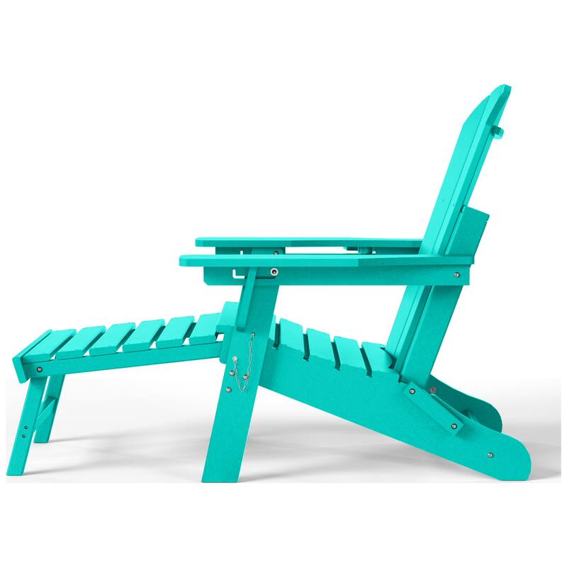 Laguna Outdoor Folding Adjustable Adirondack Chair with Cup Holder & Hideaway Ottoman