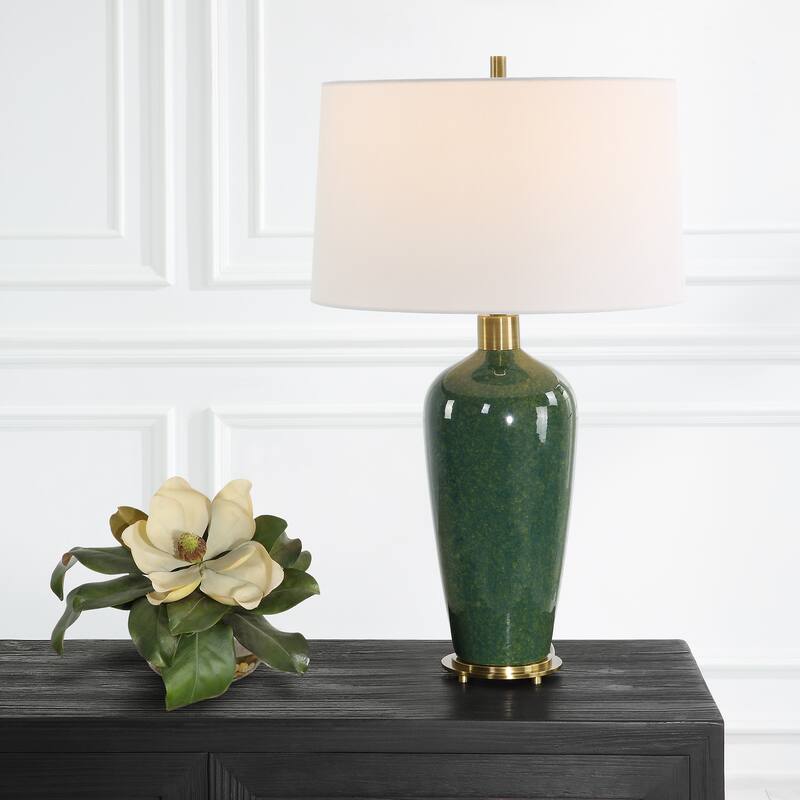 Uttermost Verdell Green Table Lamp - 29"H,   Shade 10"H x 17" Dia.