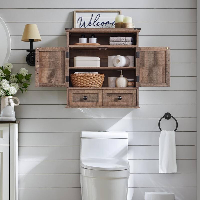 24" Farmhouse Wide Bathroom Wall Cabinet, Medicine Cabinet