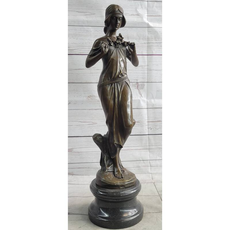 Jean Patoue Art Nouveau Female Personifying Spring Bronze Sculpture Statue Decor