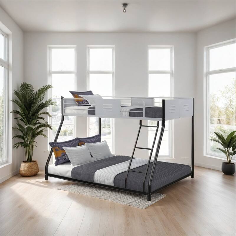 Metal Twin over Twin Bunk Bed with Vent Board, Noise Reduced - Black