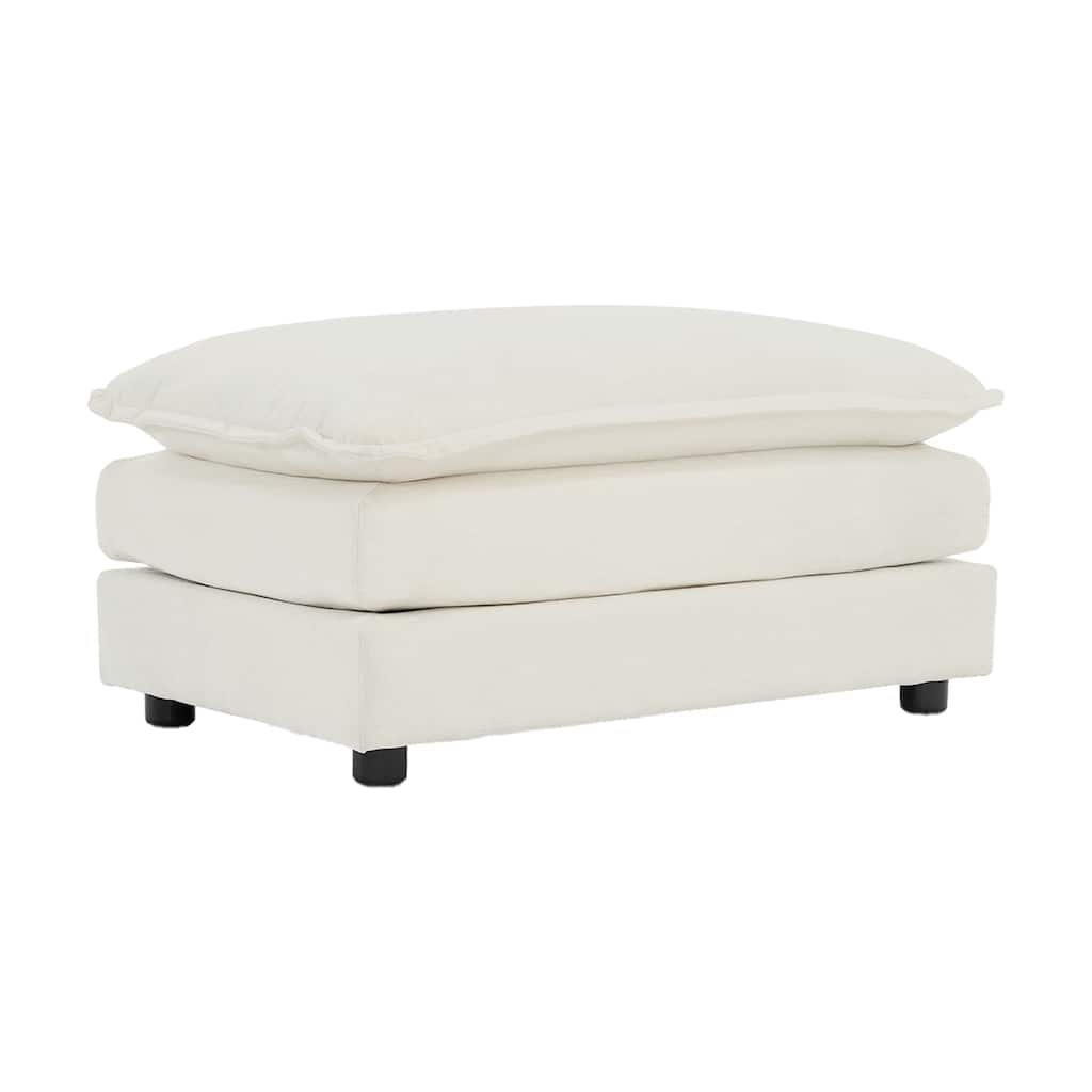 Chenille Fabric Ottomans Footrest to Combine with 2 Seater Sofa, 3 Seater Sofa and 4 Seater Sofa, White Chenille