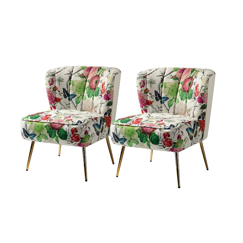 Almira Contemporary Upholstered Armless Side Chair with Tufted Back Set of 2 by HULALA HOME
