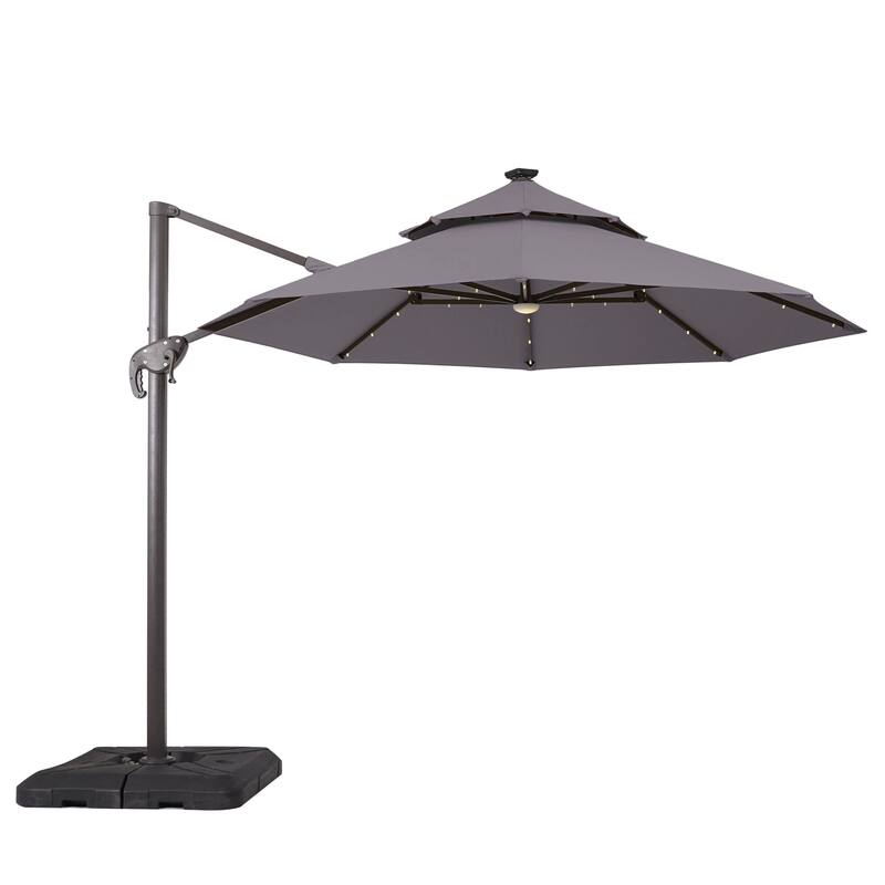 Furniture of America Spring 10-foot LED Steel Cantilever Offset Tilt Roma Umbrella - Grey (Umbrella Only)