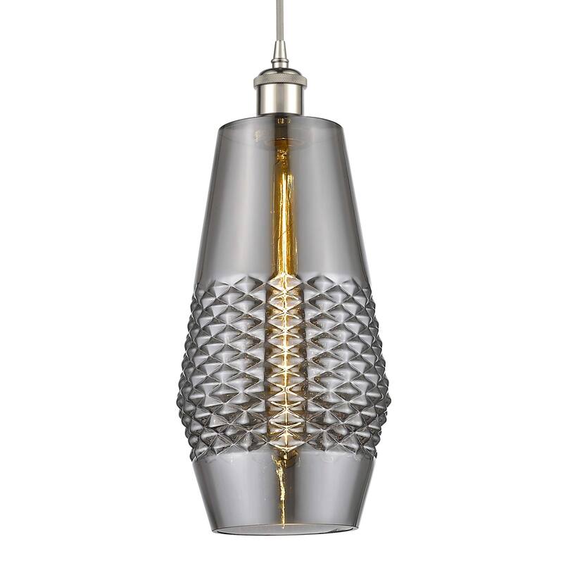 Innovations Lighting 516-1P-17-7 Windham Pendant Windham 7" Wide Mini - Polished Nickel / Smoked