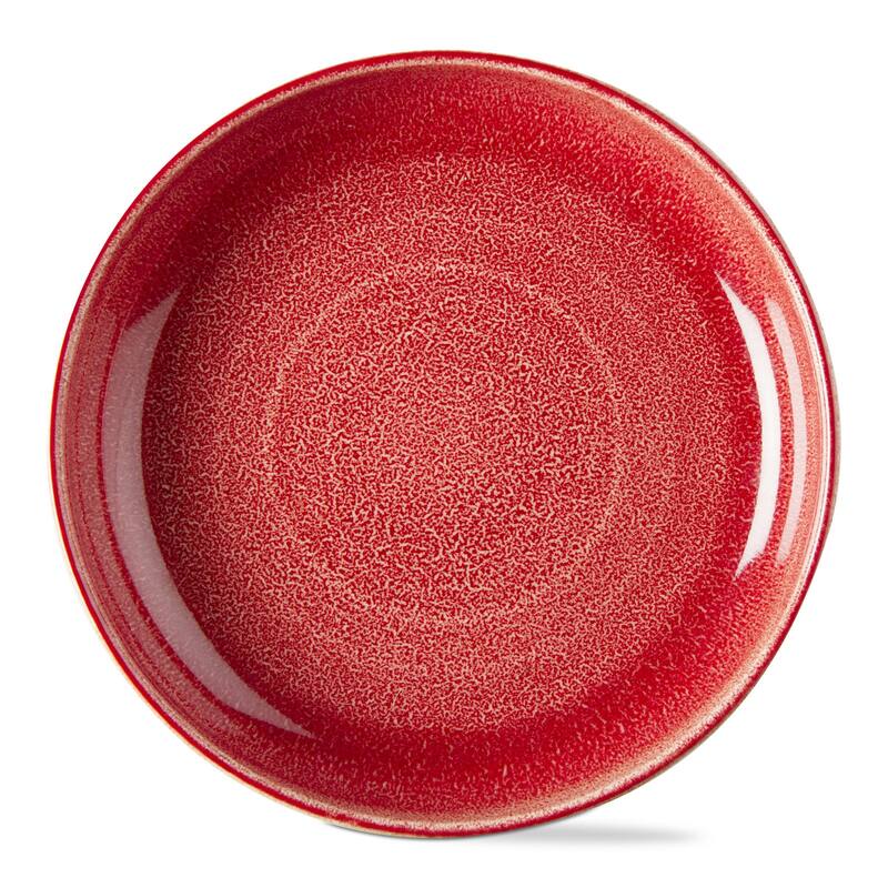 Reactive Glaze Red Ceramic Dinner Plate 10 in Dia 36oz Dishwasher Safe Everyday Dining Plates