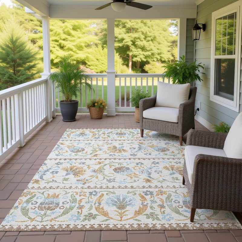 Machine Washable Indoor/ Outdoor Global Alix Chantille Rug - Ivory - 9' x 12'