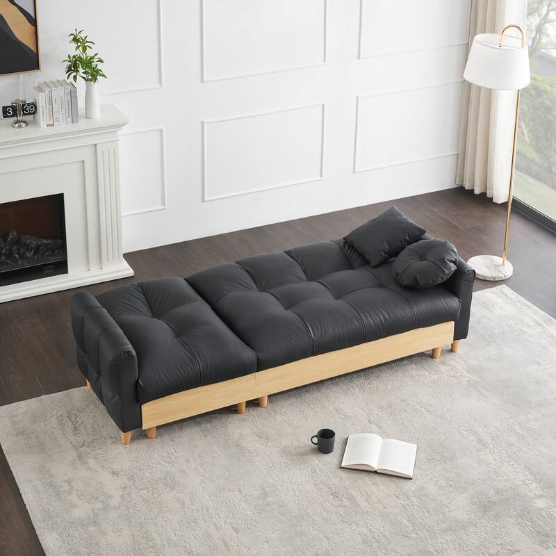 87" Tech Fabric, Teddy Velvet Upholstered Sofa Bed with Storage