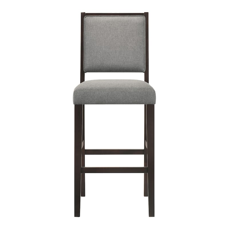 Knoxville Grey and Espresso Upholstered Stool with Footrest (Set of 2)