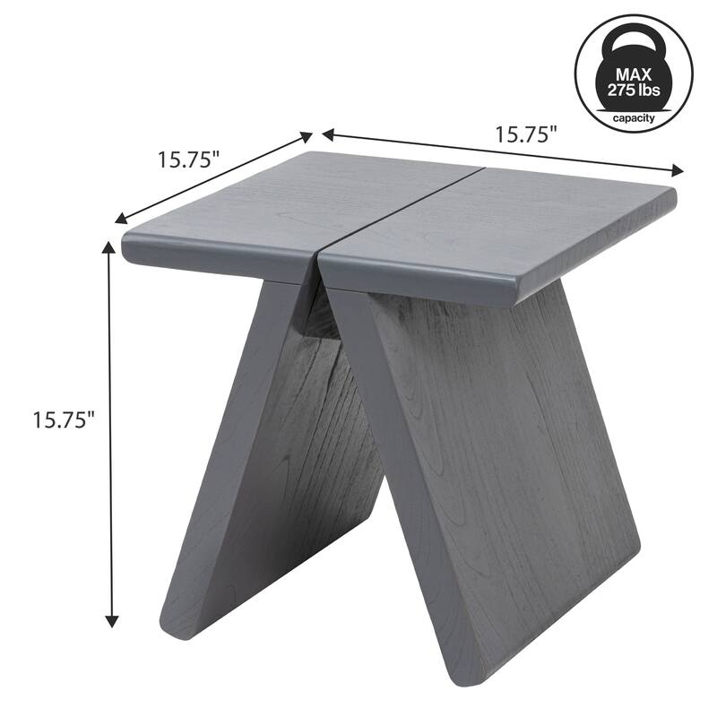 JONATHAN Y Jack Rustic Scandinavian Handcrafted Solid Mindi Wood Sculptural Base Accent Stool