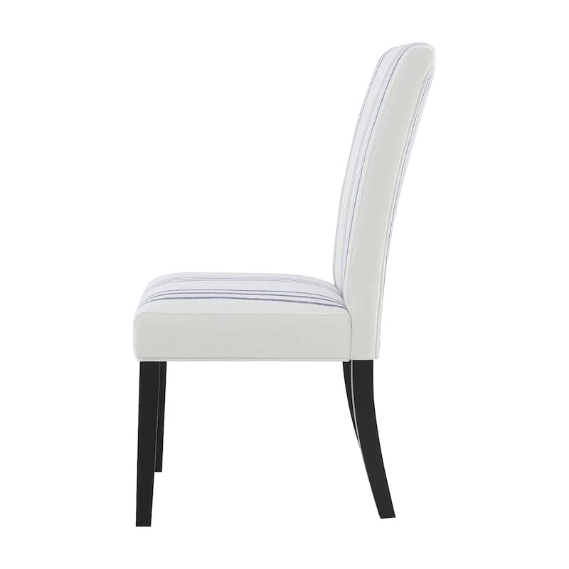 Set of 2 Upholstered Dining Side Chairs in Beige and Black