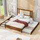 preview thumbnail 10 of 23, Queen Size Wooden Rattan Platform Bed, with 2 Big Drawers, T Size Trundle