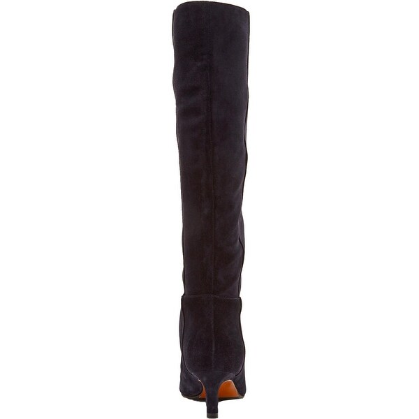 navy suede knee high boots womens