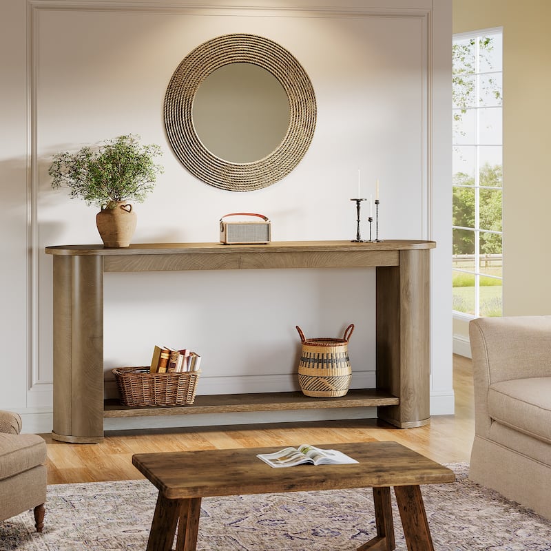 63" Console Sofa Table with Storage for Living Room/ Entryway/ Hallway - 13.8" D x 63" W x 31.5" H