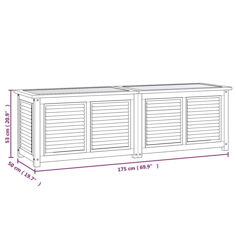 vidaXL Patio Storage Box Outdoor Cushion Storage with Bag Solid Wood Teak