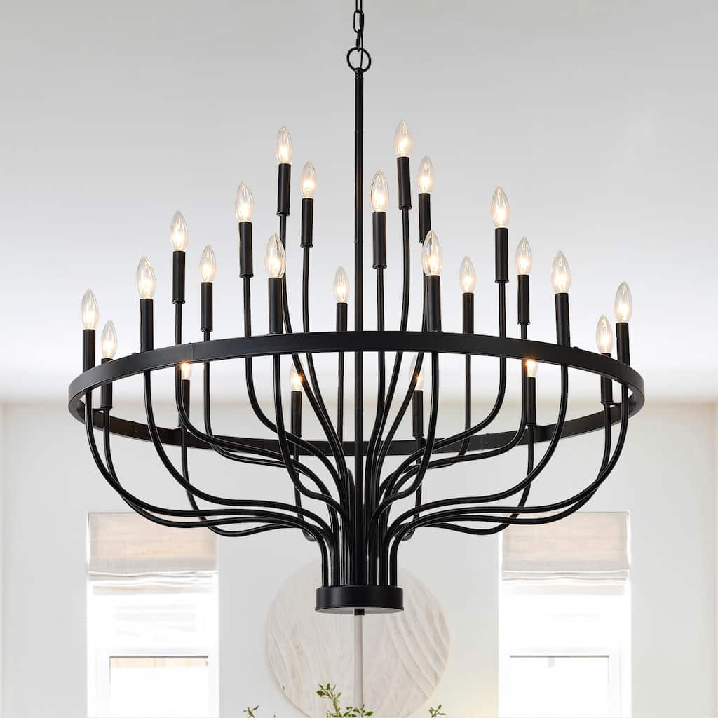 24-Light Chandelier Industrial Iron Candle Chandelier Modern Suspended Chandeliers Pendant Light Fixtures(NO Include Bulb)