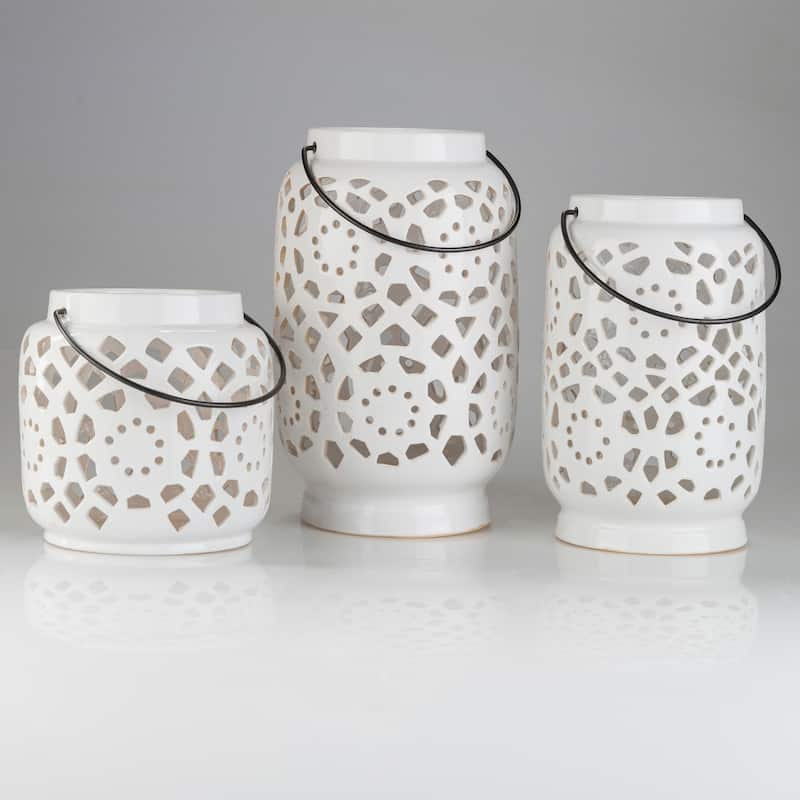 Livabliss Pamela Ceramic Large Size Decorative Lantern