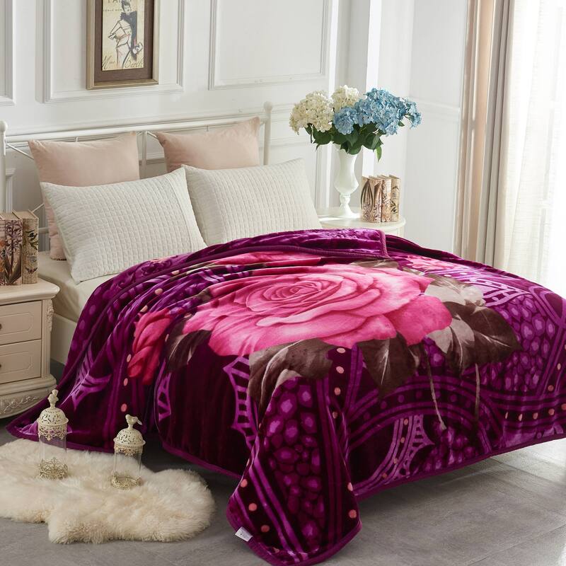 Raschel A&B Printed 2-ply Reversible Korean-style Plush Fleece Blanket