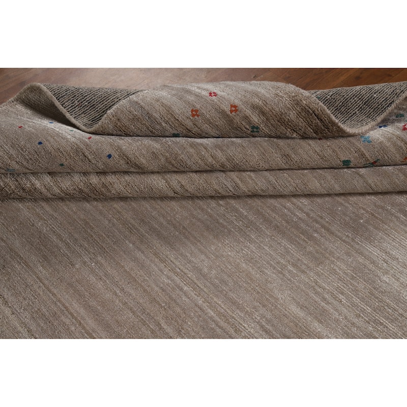 Hand Knotted Oriental 100% Wool Carpet Tribal Tribal Greys & Charcoal Gabbeh Area Rug - 9' 11'' X 8' 0''