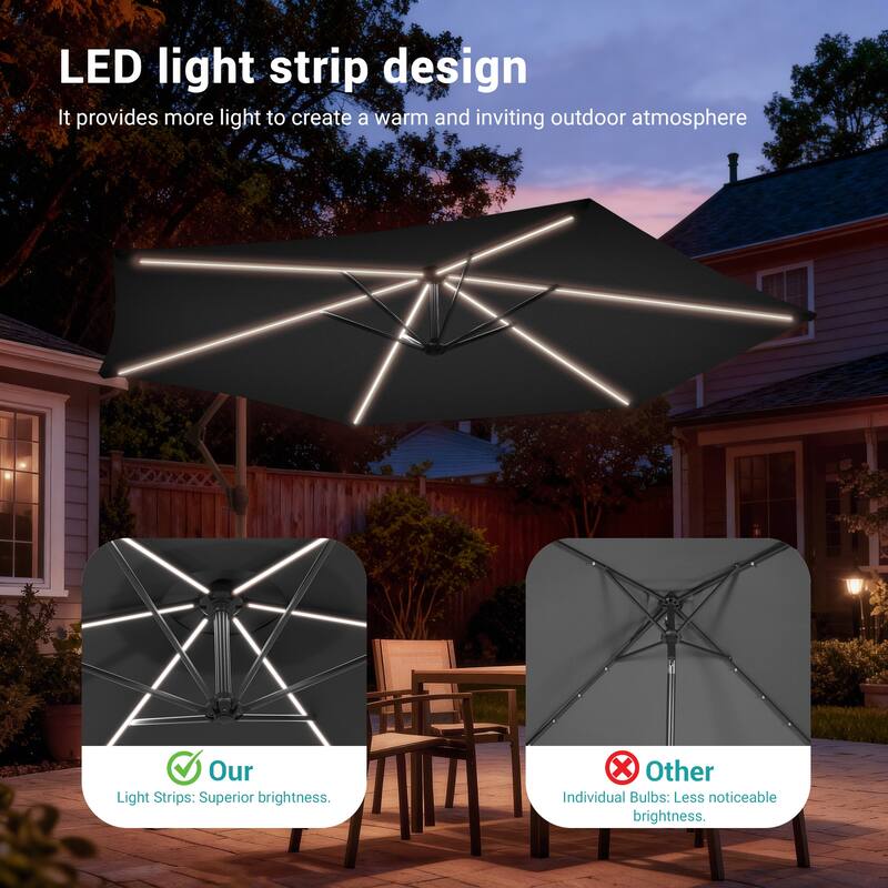 Sonkuki Outdoor 10FT LED lighted Patio Offset umbrella for Garden