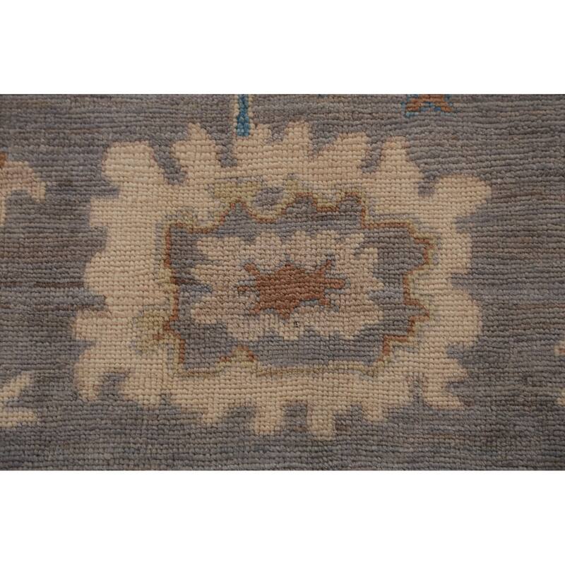 Hand Knotted Oriental 100% Wool Carpet Transitional All-Over Greys & Charcoal Oushak Area Rug - 9' 9'' X 8' 3''