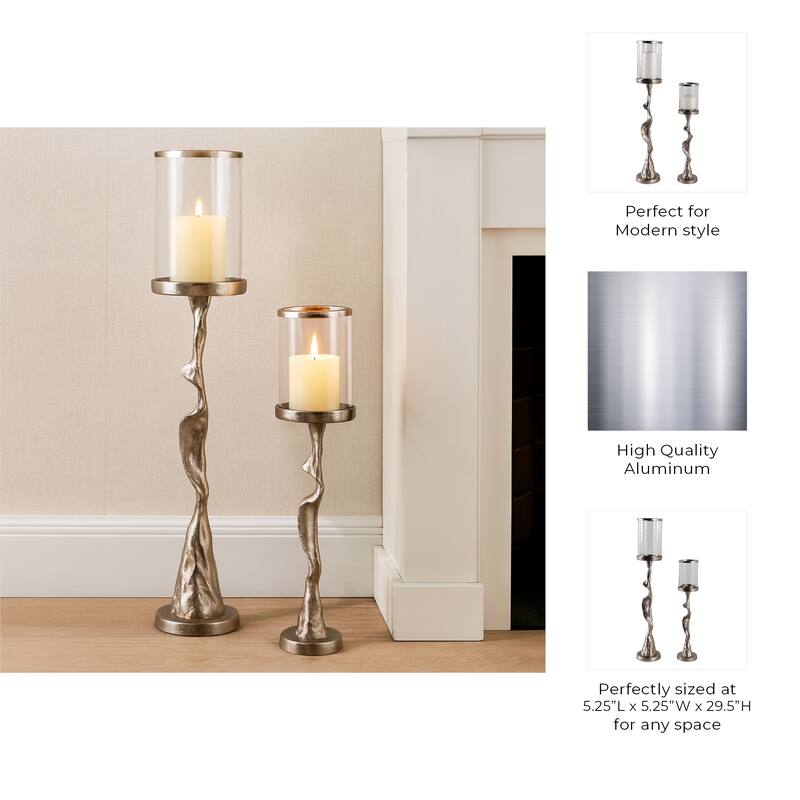 Metal Candle Holder Tabletop Sculptural Base (Set of 2) - 30" Silver - 29.5"