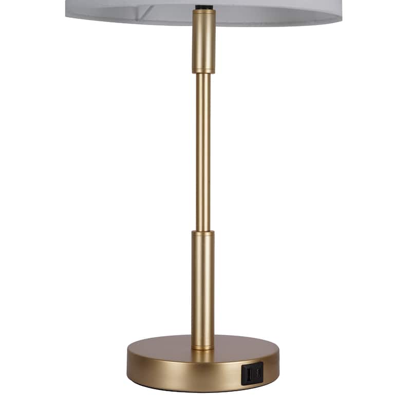 Kenroy Home Marlow Lamp with USB ports - Antique Brass - Set of 2