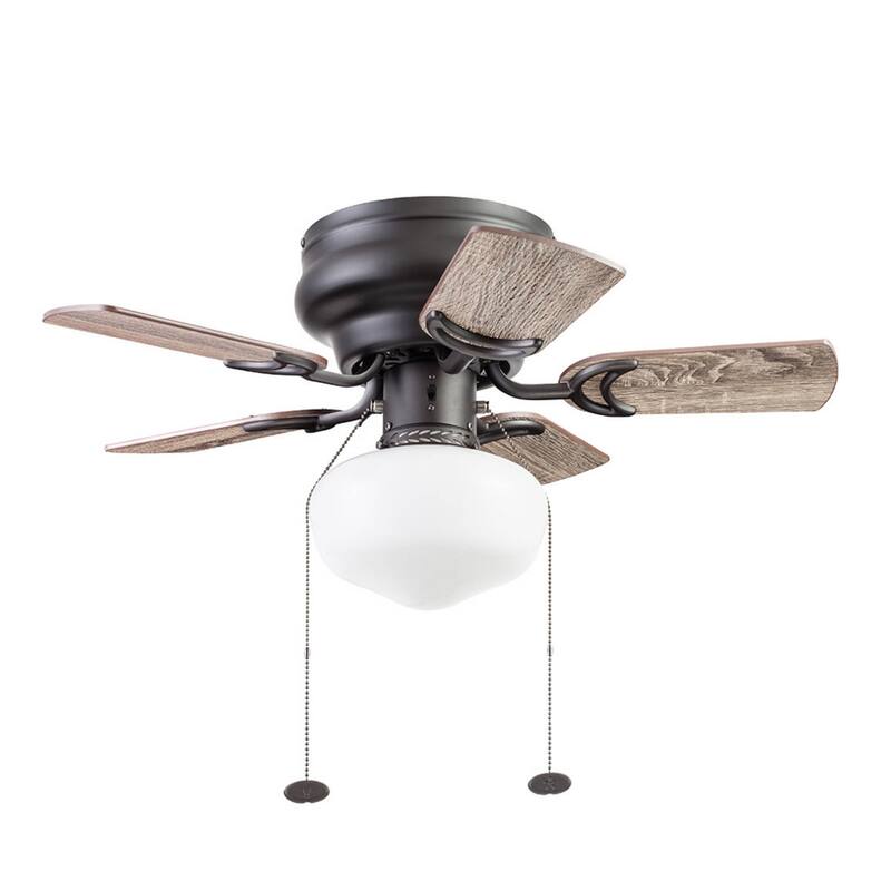 28" Prominence Home Hero Bronze Traditional Flush Mount Indoor LED Ceiling Fan with Light, Pull Chain