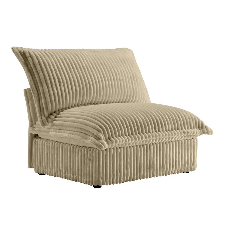Armless Accent Chair Corduroy Upholstered Single Sofa Chair with Removable, Cover Living Room Reading Chair