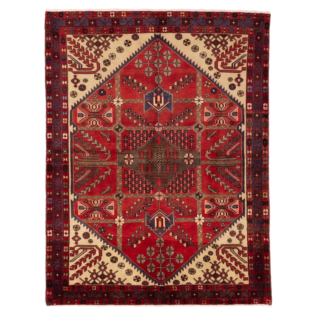 ECARPETGALLERY Hand-knotted Andelz Red Wool Rug - 5'3 x 6'9