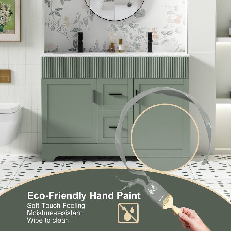 Modern 24/30/36/48" Wave-Line Bathroom Vanity Set with Sink & Faucet