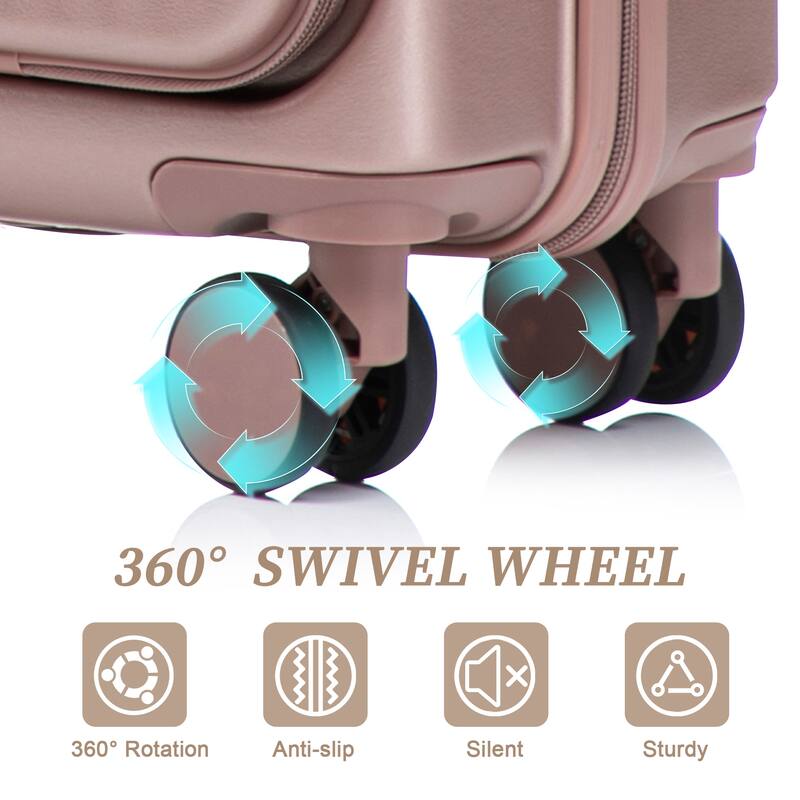 14"/20" 2 pcs/set in ABS Spinner Wheel Luggage, with Combination Lock and Front Opening Design, 14" Cosmetic Case