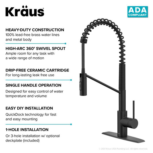 Kraus Oletto Commercial 2-Function Pulldown Kitchen Faucet