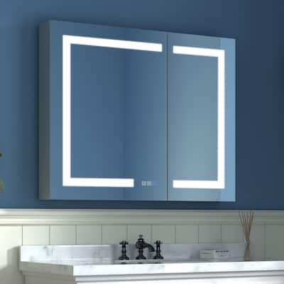 ExBrite 48" x 30" LED Lighted Bathroom Medicine Cabinet with Mirror,Recessed or Surface Mount,Defog - 48" x 30"