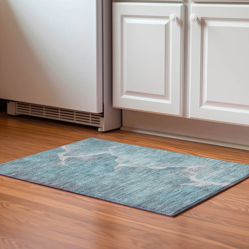 Premium Washable Super Soft Contemporary Envy Mayfield Rug - Teal - 1'8" x 2'6"
