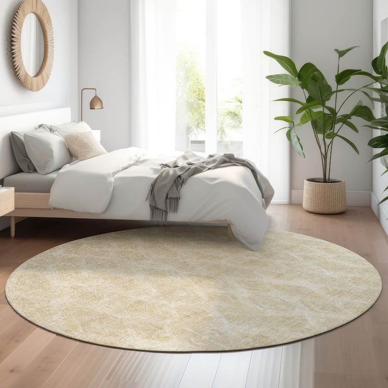 Premium Washable Super Soft Abstract Diamonds Mayfield Rug - Beige - 8' x 8' - Round