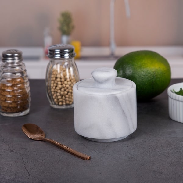 French Kitchen White Marble Salt & Pepper Shaker Set + Reviews